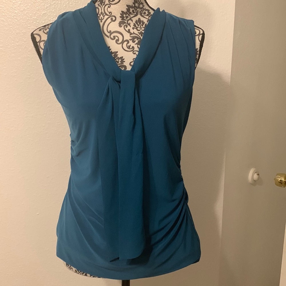 White House Black Market Sleeveless Tie-Neck Blouse